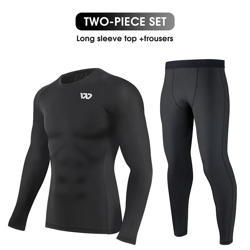 Men's Sports Set Long Sleeves Compression Shirts Top Pants Running Tights Quick Dry Workout Fitness Gym Yoga Suit