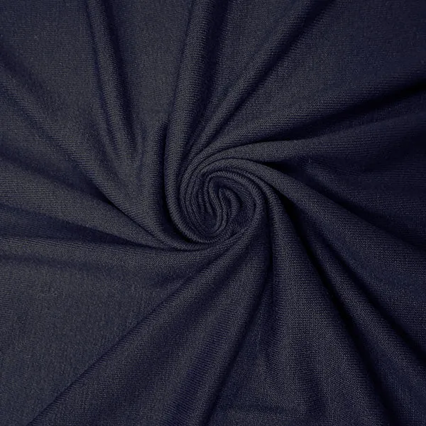 Navy Blue Solid Rayon Spandex Jersey Knit Fabric