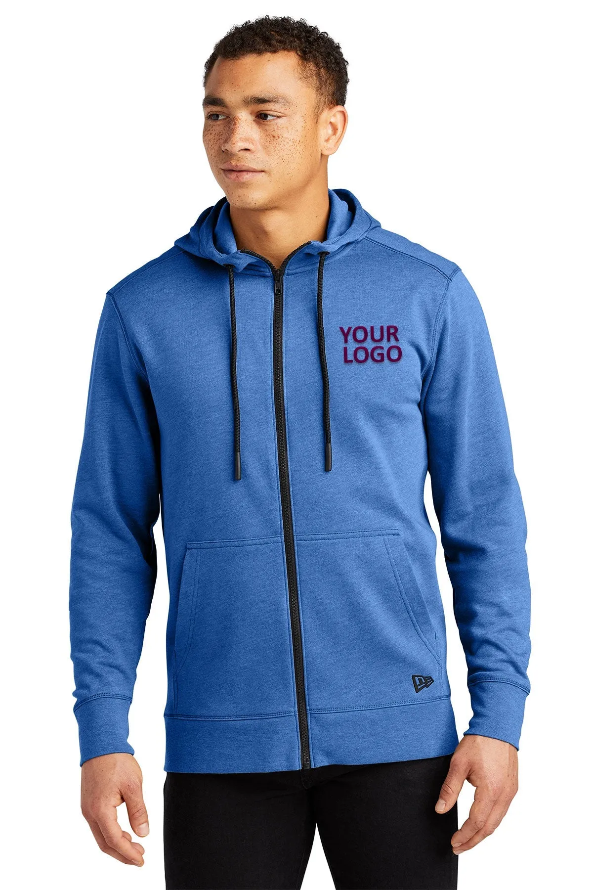 New Era Tri Blend Fleece Custom Zip Hoodies, Royal Heather