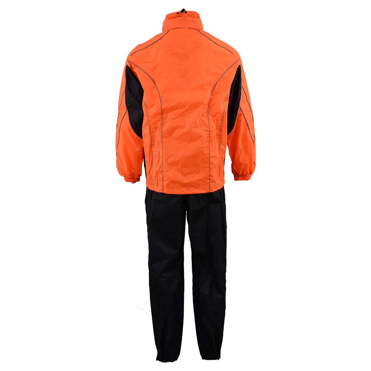 NexGen Men’s XS5020 Orange and Black Hooded Hi Visibility Water Proof Rain Suit with Reflective Piping