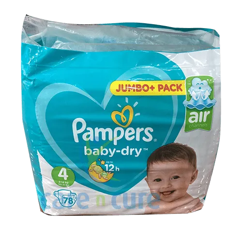 Pampers Baby-dry Diapers Size 4 (9-14Kg) Jumbo Pack, 78 Diapers