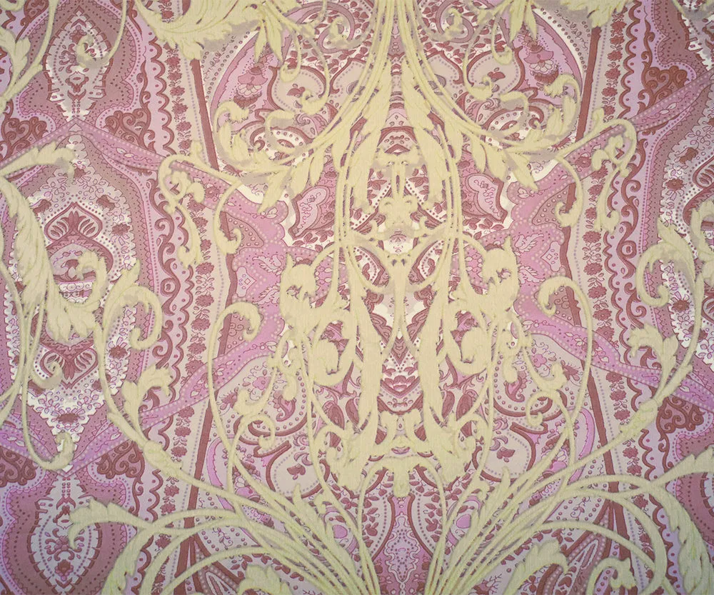 Pink-Beige Paisley Baroque Printed Cotton Sateen Woven Fabric