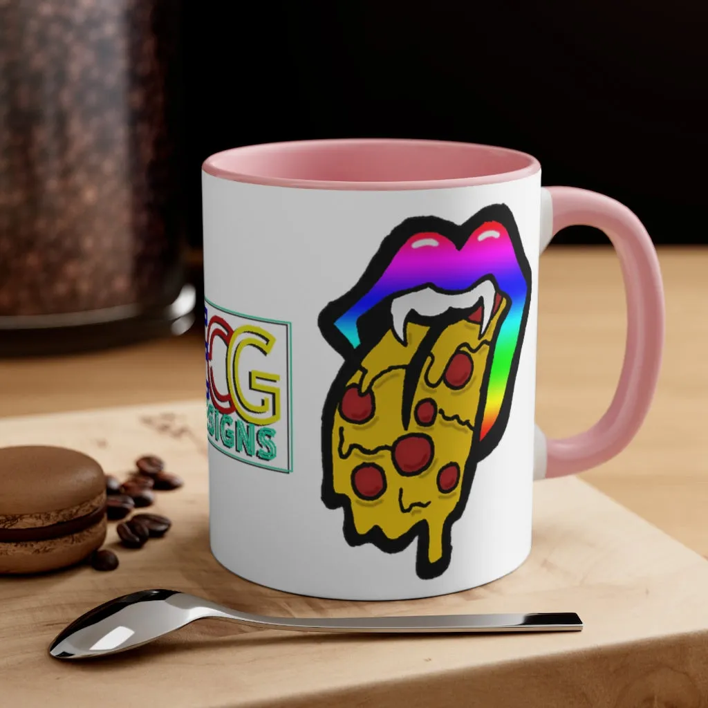 Rainbow Pizza Tongue Accent Coffee Mug, 11oz