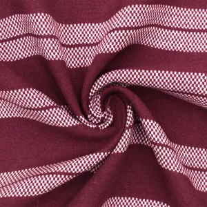 Raspberry Red-White Stripe Printed Challis Woven Fabric