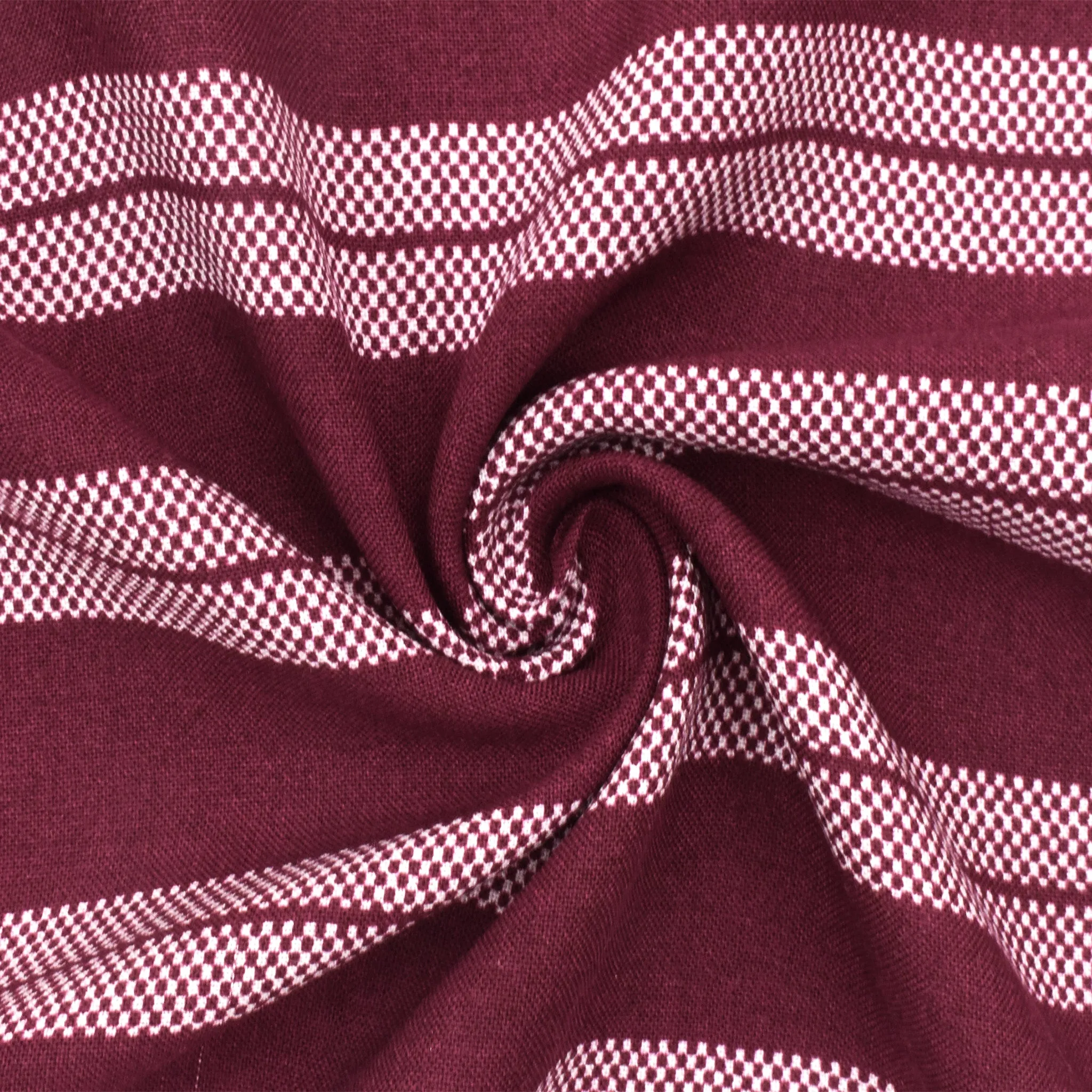 Raspberry Red-White Stripe Printed Challis Woven Fabric