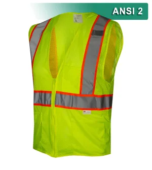 Reflective Apparel Economy Safety Vest: Hi Vis Vest: Zip Mesh Contrasting Tape: ANSI 2 (RAF-586-ET)