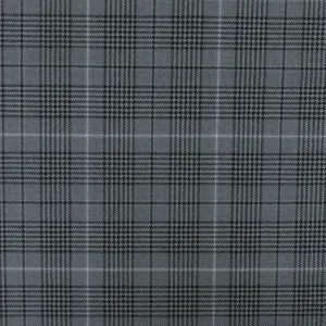 Simple Gray-Black-White Glen Plaid Wool Polyester Twill Woven Fabric