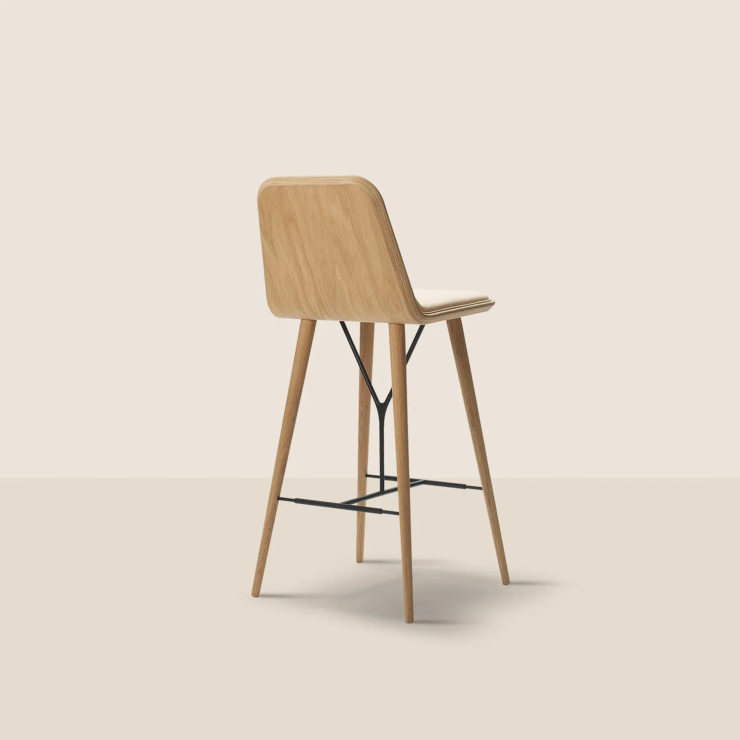 Spine Bar/Counter Stool with Back - Wood Base