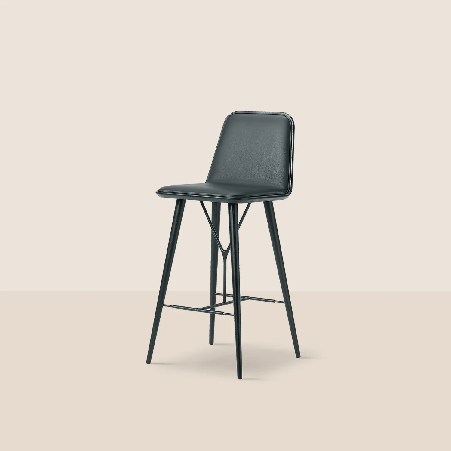 Spine Bar/Counter Stool with Back - Wood Base