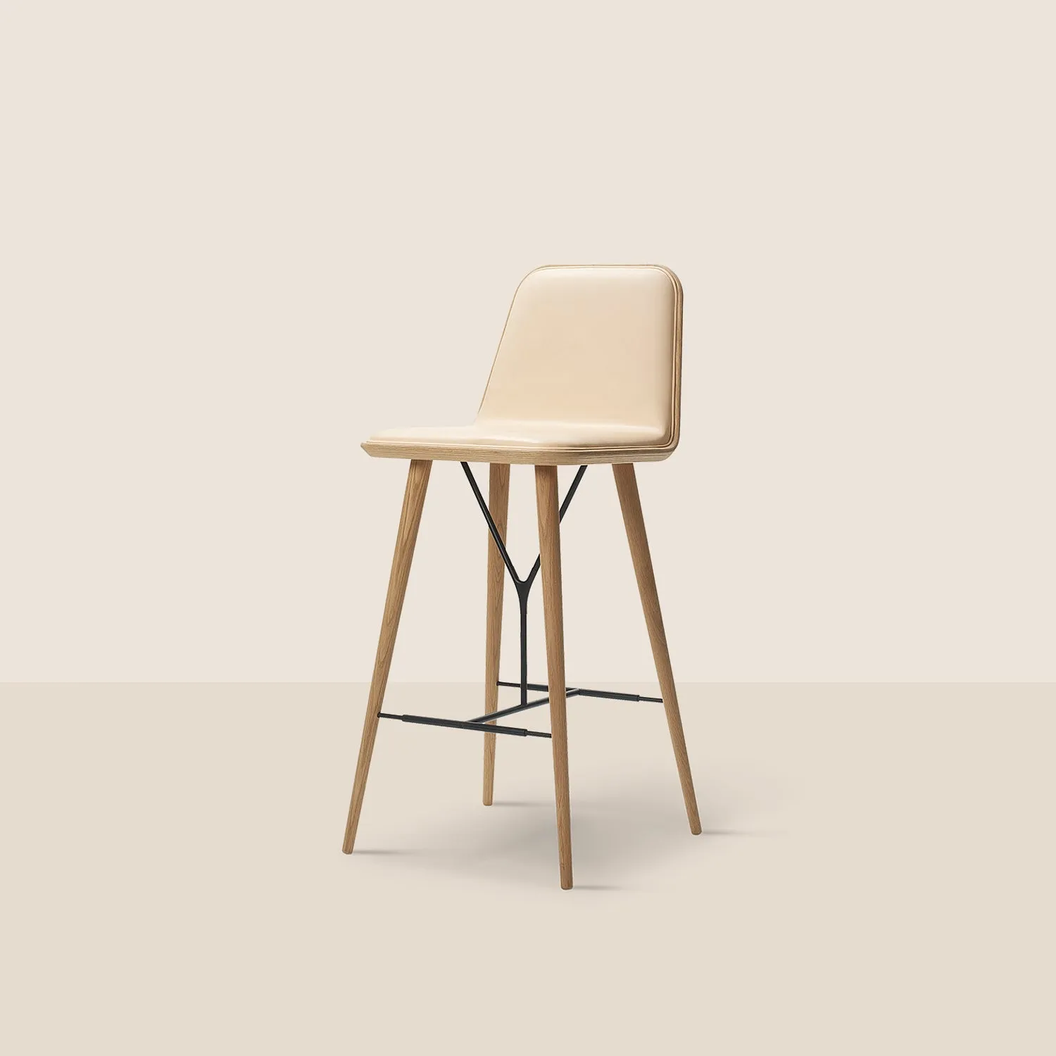 Spine Bar/Counter Stool with Back - Wood Base