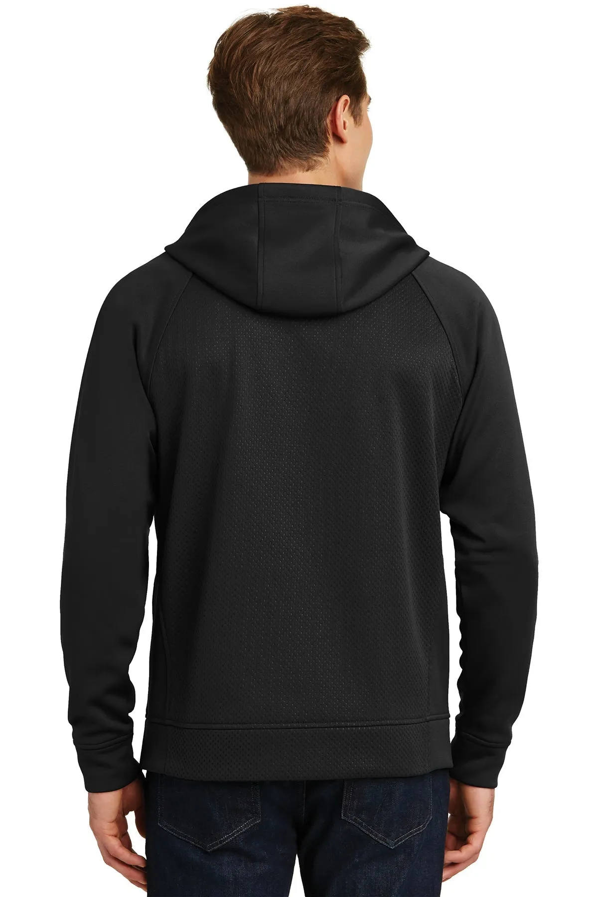 Sport-Tek Rival Tech Fleece Branded Full-Zip Hooded Jackets, Black