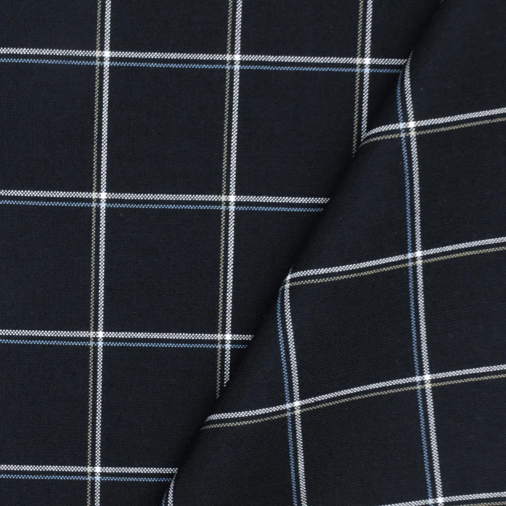 Stark Navy-White-Multi Check Poly-Wool Woven Suiting Fabric