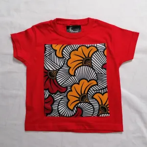 T-shirt in red with Yellow Ankara