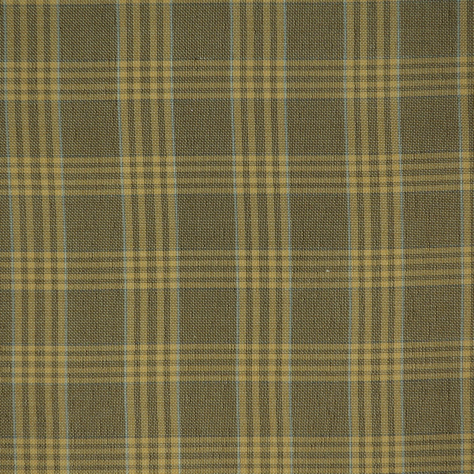 Taupe and Yellow Windowpane Worsted Wool Suiting Fabric