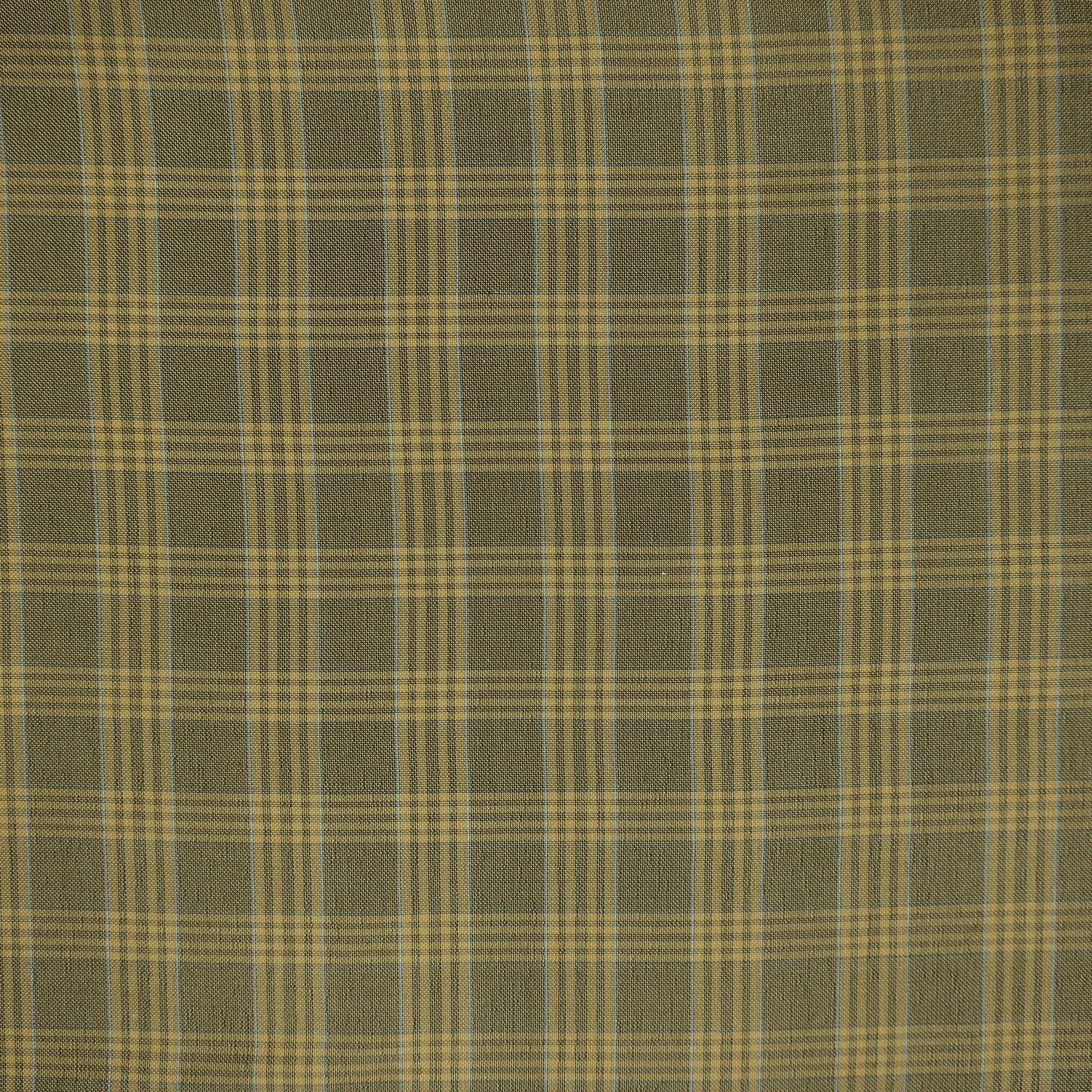 Taupe and Yellow Windowpane Worsted Wool Suiting Fabric