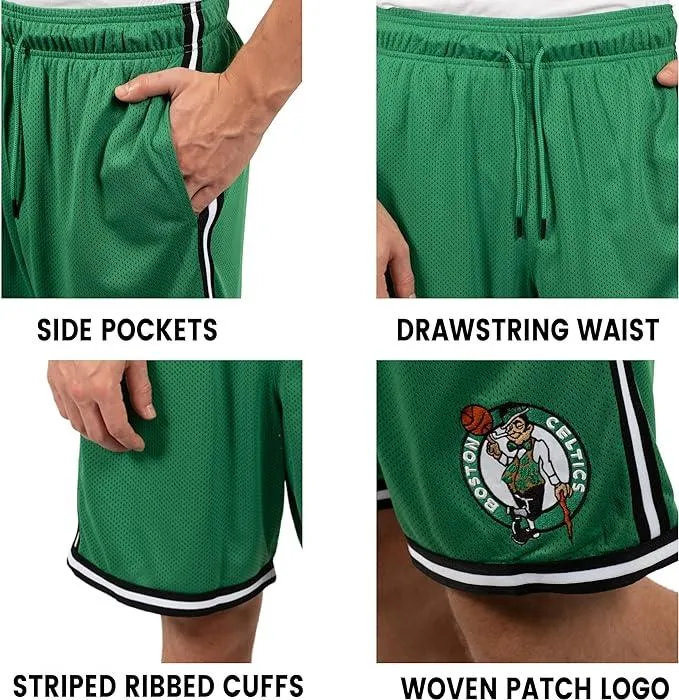 Ultra Game NBA Official Men’s Slam Active Basketball Training Shorts - Unisex, Boston Celtics, Team Color|Boston Celtics