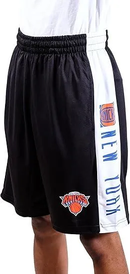 Ultra Game NBA Official Men’s Super Soft Active Workout Basketball Training Shorts - Unisex, New York Knicks, Black|New York Knicks