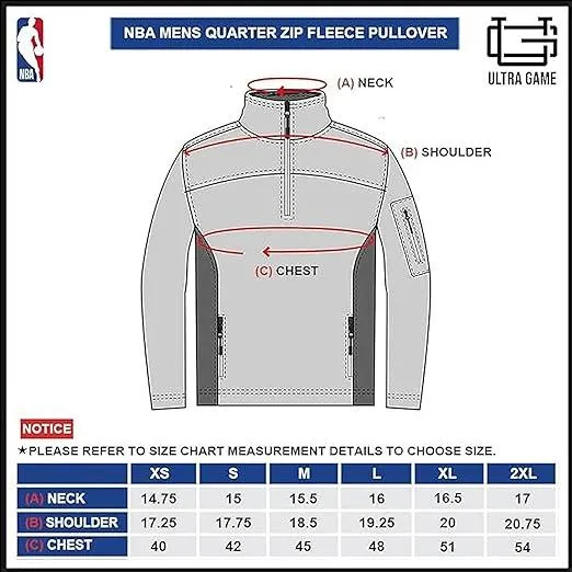 Ultra Game NBA Official Men’s Super Soft  Quarter Zip Pullover Sweatshirt with Zipper Pockets - Unisex, Golden State Warriors, Team Color|Golden State Warriors