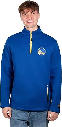 Ultra Game NBA Official Men’s Super Soft  Quarter Zip Pullover Sweatshirt with Zipper Pockets - Unisex, Golden State Warriors, Team Color|Golden State Warriors