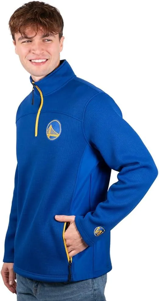 Ultra Game NBA Official Men’s Super Soft  Quarter Zip Pullover Sweatshirt with Zipper Pockets - Unisex, Golden State Warriors, Team Color|Golden State Warriors