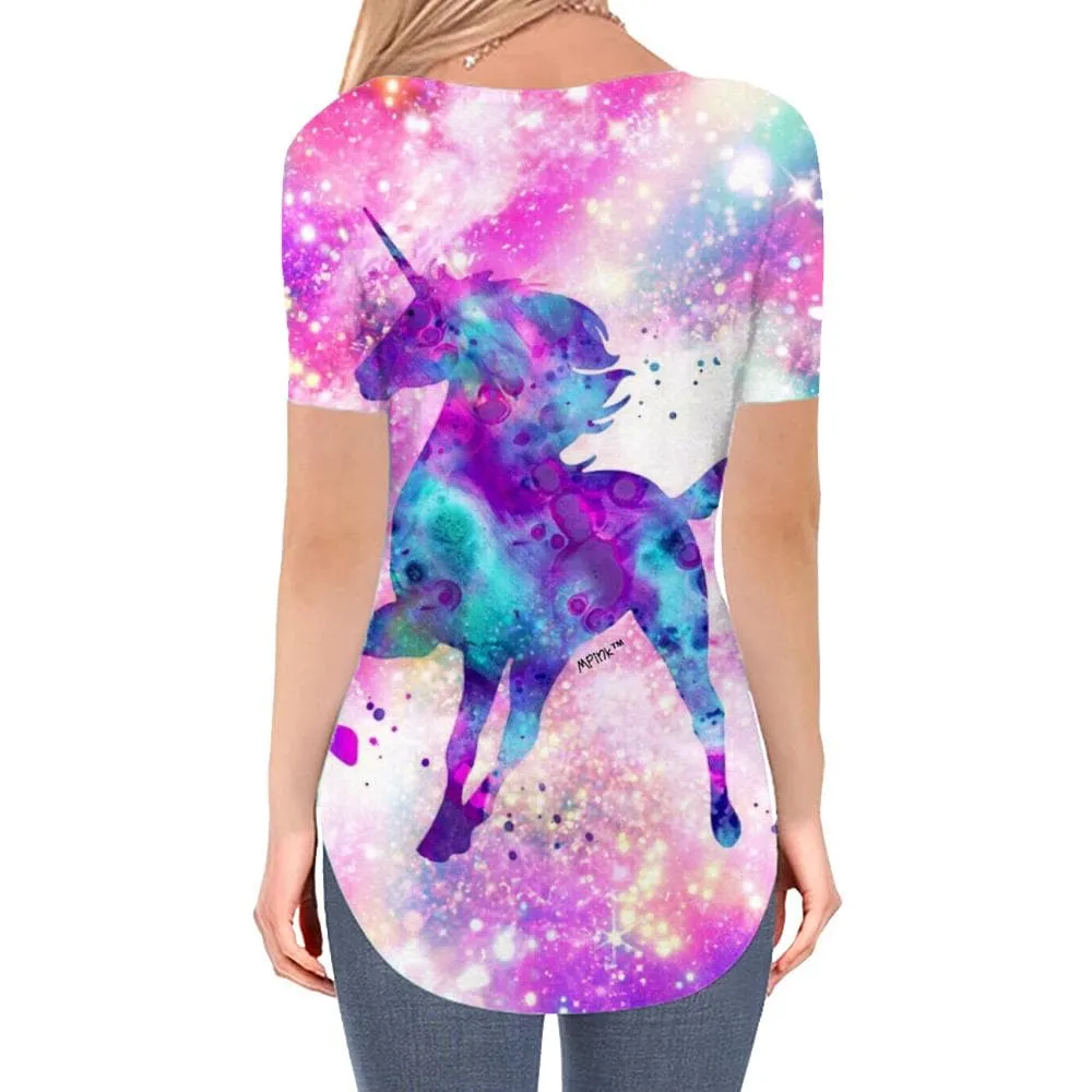 Unicorn T Shirt Women Animal T-shirts 3d Rainbow Tshirts Printed Nebula Funny T shirts