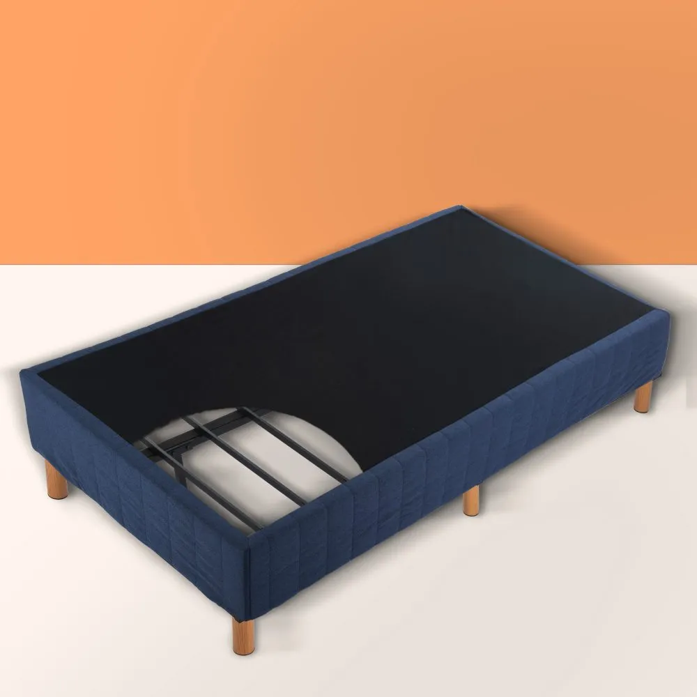 Vera Ensemble Bed Base Mattress Foundation with Metal Stats - Blue Queen