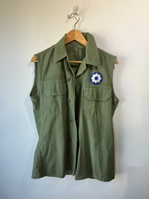 Vintage Green Army Button Down Vest