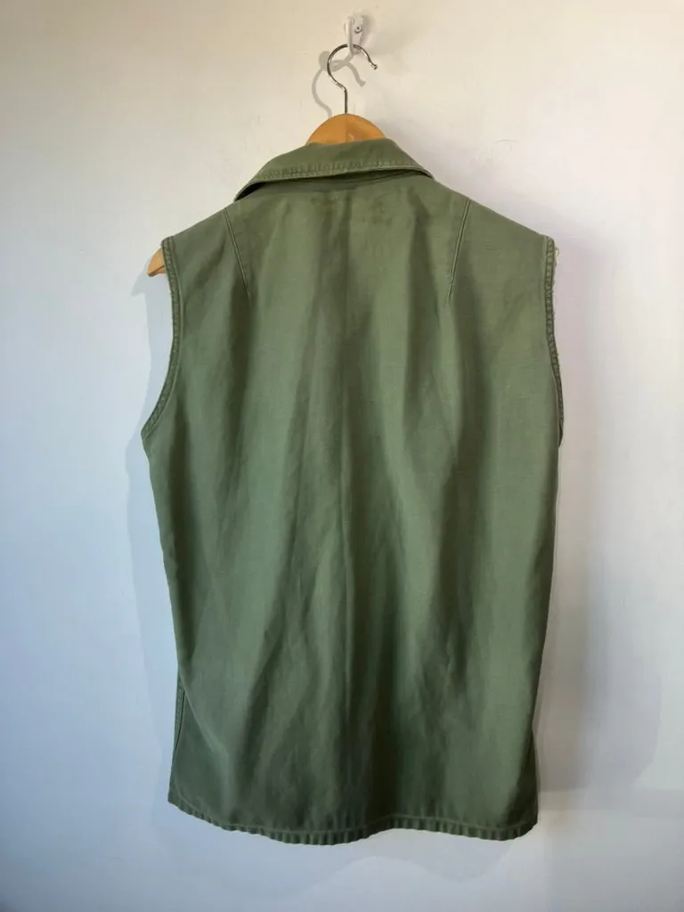 Vintage Green Army Button Down Vest