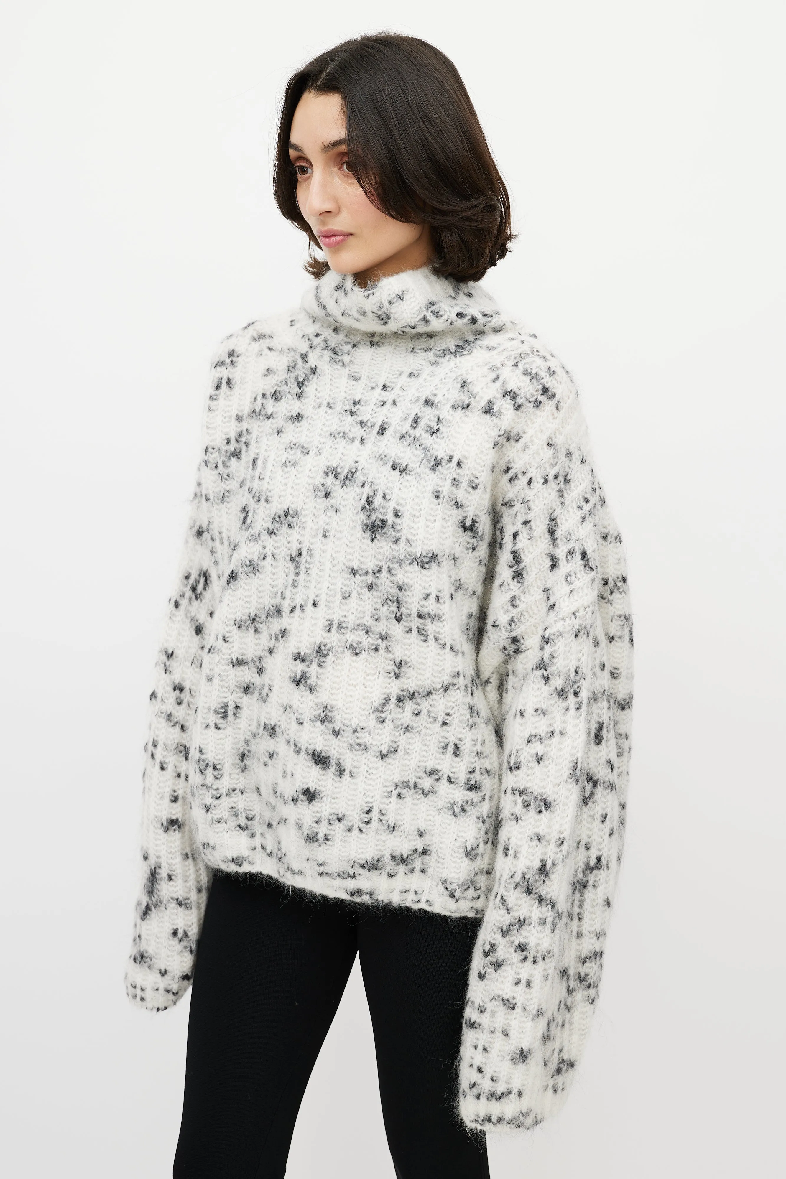 White & Black Merino & Mohair Chunky Sweater