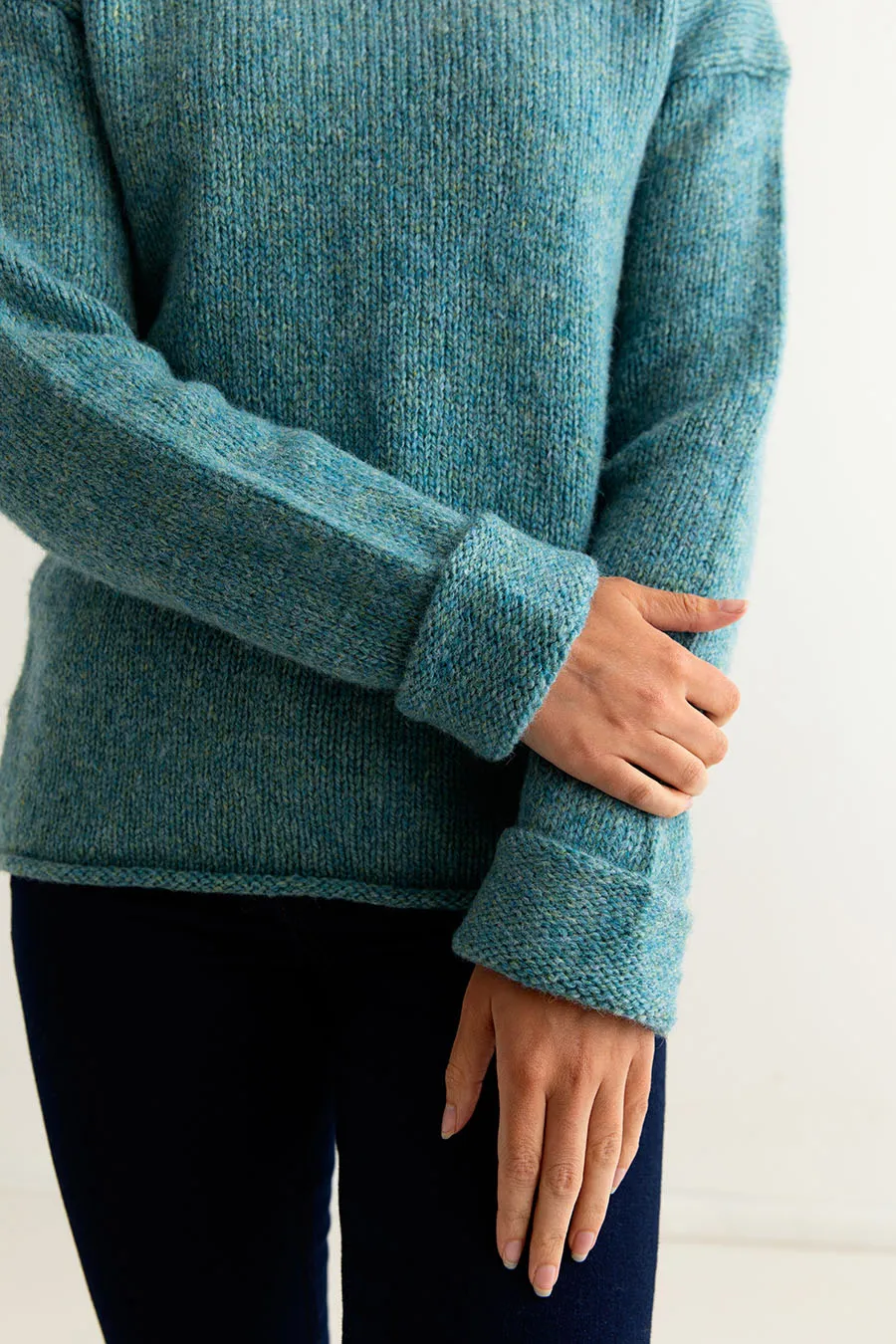 Womens Chunky cuffed jumper - light teal